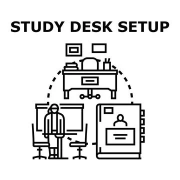 Study desk setup for business education training 스톡 일러스트