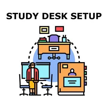 Study desk setup for business education training 스톡 일러스트