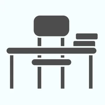 Study Desk solid icon. Table and chair vector illustration isolated on white Stock Illustration