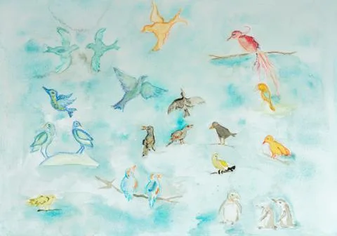 Study of different kind of birds. 스톡 일러스트