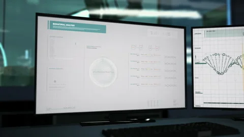 Study Of DNA Molecule Structure In Biotechnology Computer Software At Laboratory Stock Footage 270226504