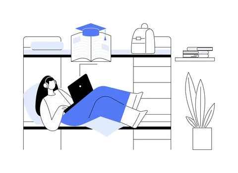 Study in the dormitory isolated cartoon vector illustrations. Stock Illustration