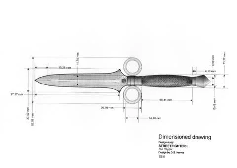 Study drawing of custom made dagger design on transparent foil Stock Illustration