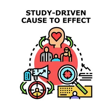 Study driven cause and effect marketing research Stock Illustration