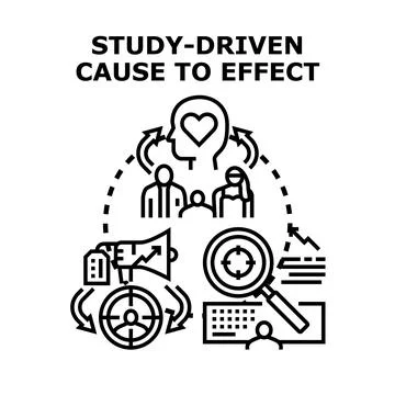 Study driven cause and effect marketing research Stock Illustration