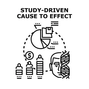 Study driven cause to effect analysis concept イラスト素材