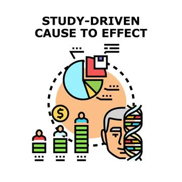 Study driven cause to effect analysis concept Stock Illustration