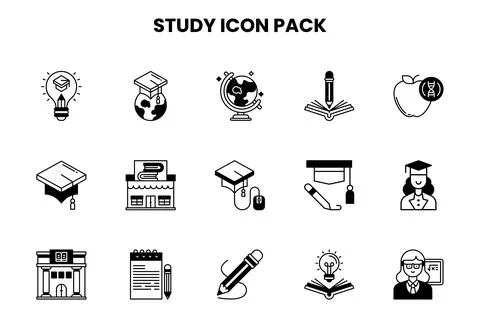 Study DuoTone Bundle Icons Pack Ilustração Stock
