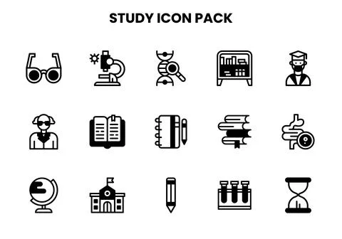 Study DuoTone Bundle Icons Pack Illustrazione stock