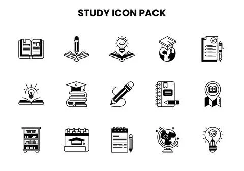 Study DuoTone Bundle Icons Pack Stock-Illustration