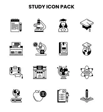 Study DuoTone Bundle Icons Pack Stock-Illustration