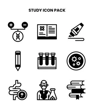 Study DuoTone Collection Icons Pack Stockillustratie