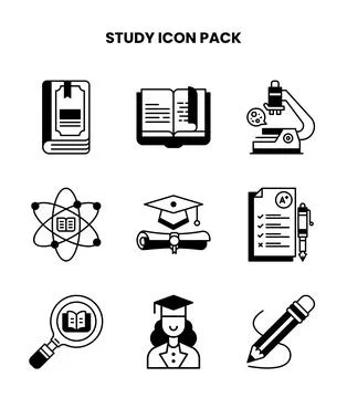 Study DuoTone Design Icons Pack Stock Illustration