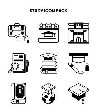 Study DuoTone Graphics Icons Pack Stock Illustration