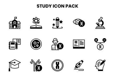 Study DuoTone Graphics Icons Pack 库存插图