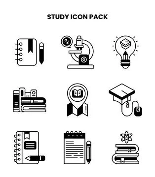 Study DuoTone Graphics Icons Pack 库存插图