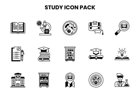 Study DuoTone UI Icons Pack Stock Illustration