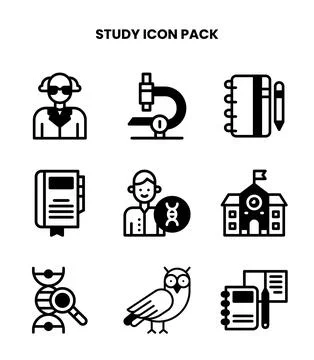Study DuoTone UI Icons Pack Stock Illustration