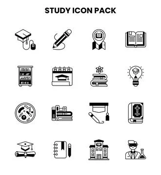 Study DuoTone Vector Icons Pack Stock Illustration