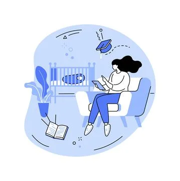 Study during maternity leave isolated cartoon vector illustrations. Stock Illustration