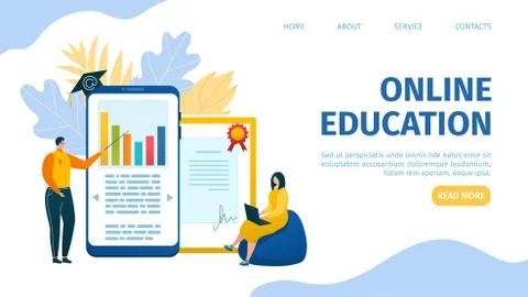 Study education online, vector illustration. Student in web university concept Stock Illustration
