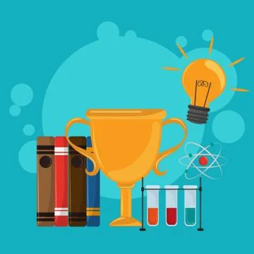 Study elements cartoon Stock Illustration