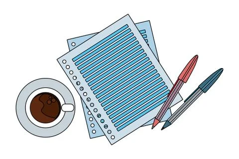 Study elements cartoon Stock Illustration