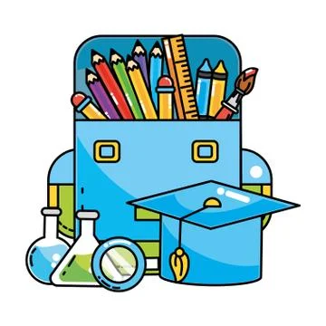 Study elements cartoon Stock Illustration
