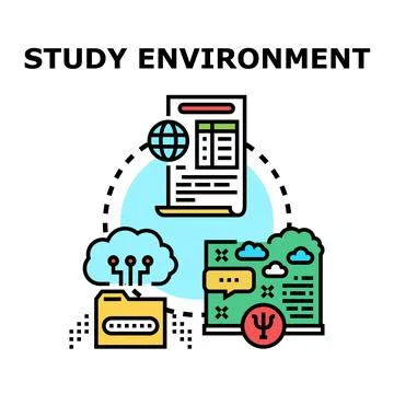 Study environment concept for online digital learning Stock Illustration