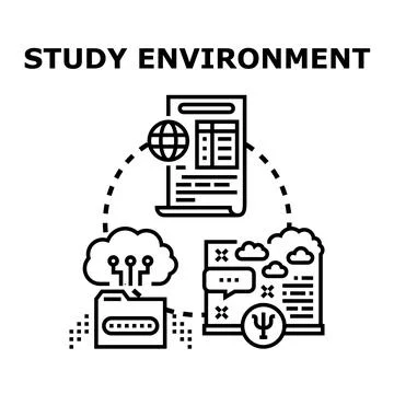 Study environment concept for online digital learning Stock Illustration