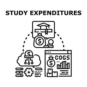 Study expenditures concept calculating education financial investment Stock Illustration