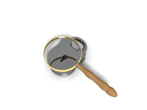 Study fingerprint through a magnifying glass, concept of criminology and Stock Illustration