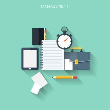 Study flat background with papers.Temwork concept. Global communication and Stock Illustration