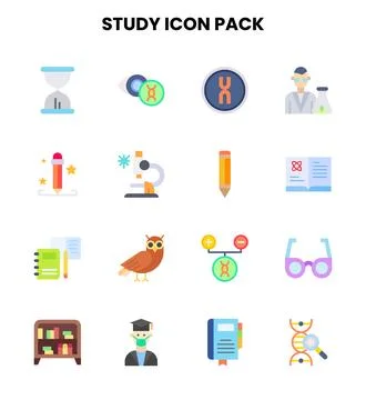 Study Flat Bundle Icons Pack Stock-Illustration
