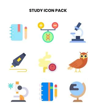Study Flat Design Icons Pack Stock Illustration