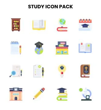 Study Flat UI Icons Pack Illustrazione stock
