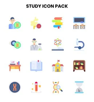 Study Flat UI Icons Pack Stock Illustration
