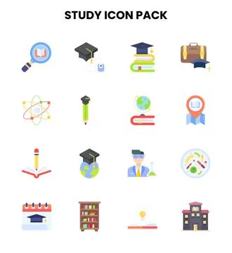 Study Flat UI Icons Pack Stock Illustration