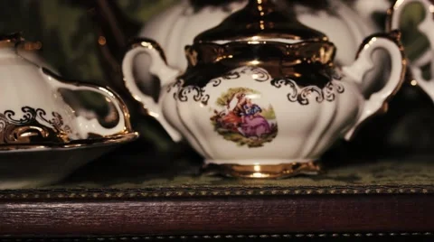 Study Footage Professional light:Small moving camera of cups of tea Stock Footage 61968058