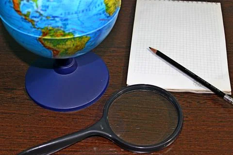 Study of the globe, school curriculum Stock Photos