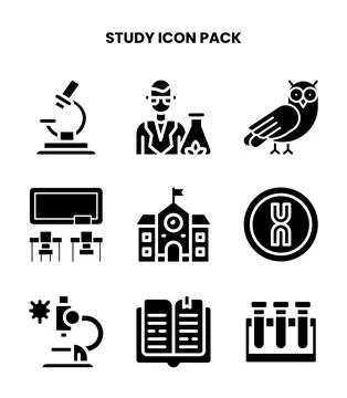 Study Glyph Icons Pack Stock Illustration