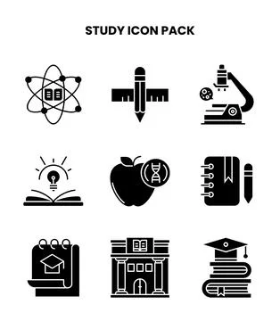 Study Glyph Icons Pack Ilustração Stock