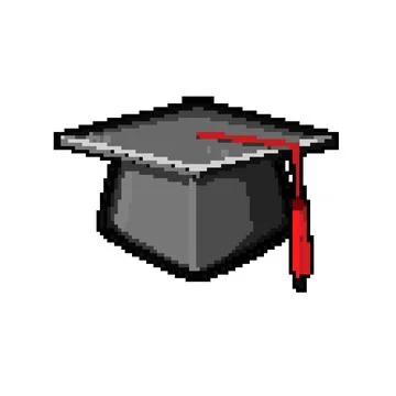 Study graduation hat pixel art vector illustration イラスト素材
