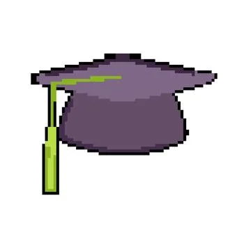 Study graduation hat pixel art vector illustration Stock Illustration
