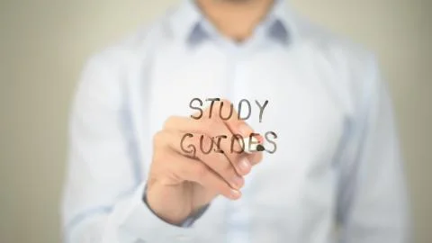 Study Guide, man writing on transparent screen 写真素材