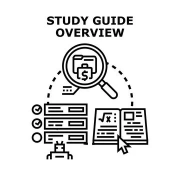 Study guide overview with learning and education content research Stock Illustration