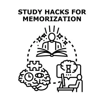 Study hacks for memorization and effective learning concepts Stock Illustration