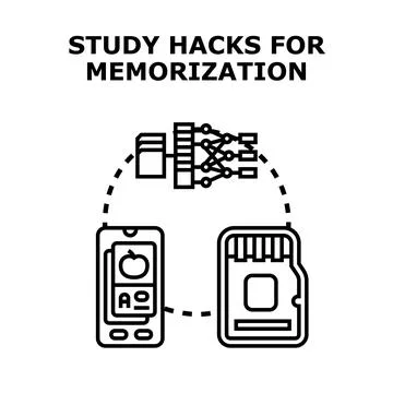 Study hacks for memorization and learning techniques Stock Illustration