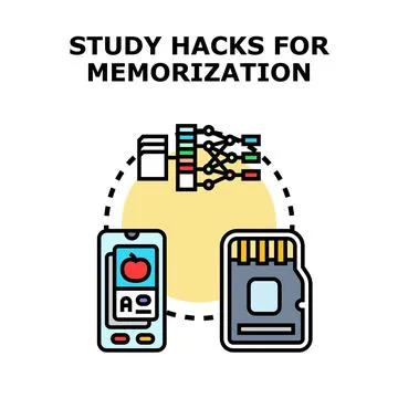 Study hacks for memorization and learning techniques Stock Illustration