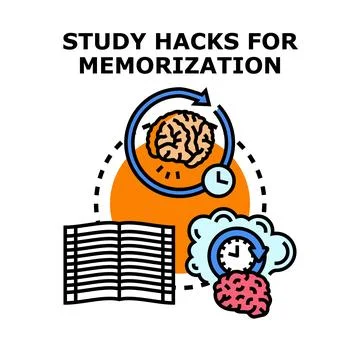 Study hacks for memorization process and learning strategies Stock Illustration